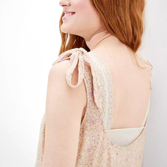 ⛔️SALE PENDING⛔️🆕NWT AE Floral Tie-Strap Babydoll Dress in 'Pink' - Picture 4 of 16